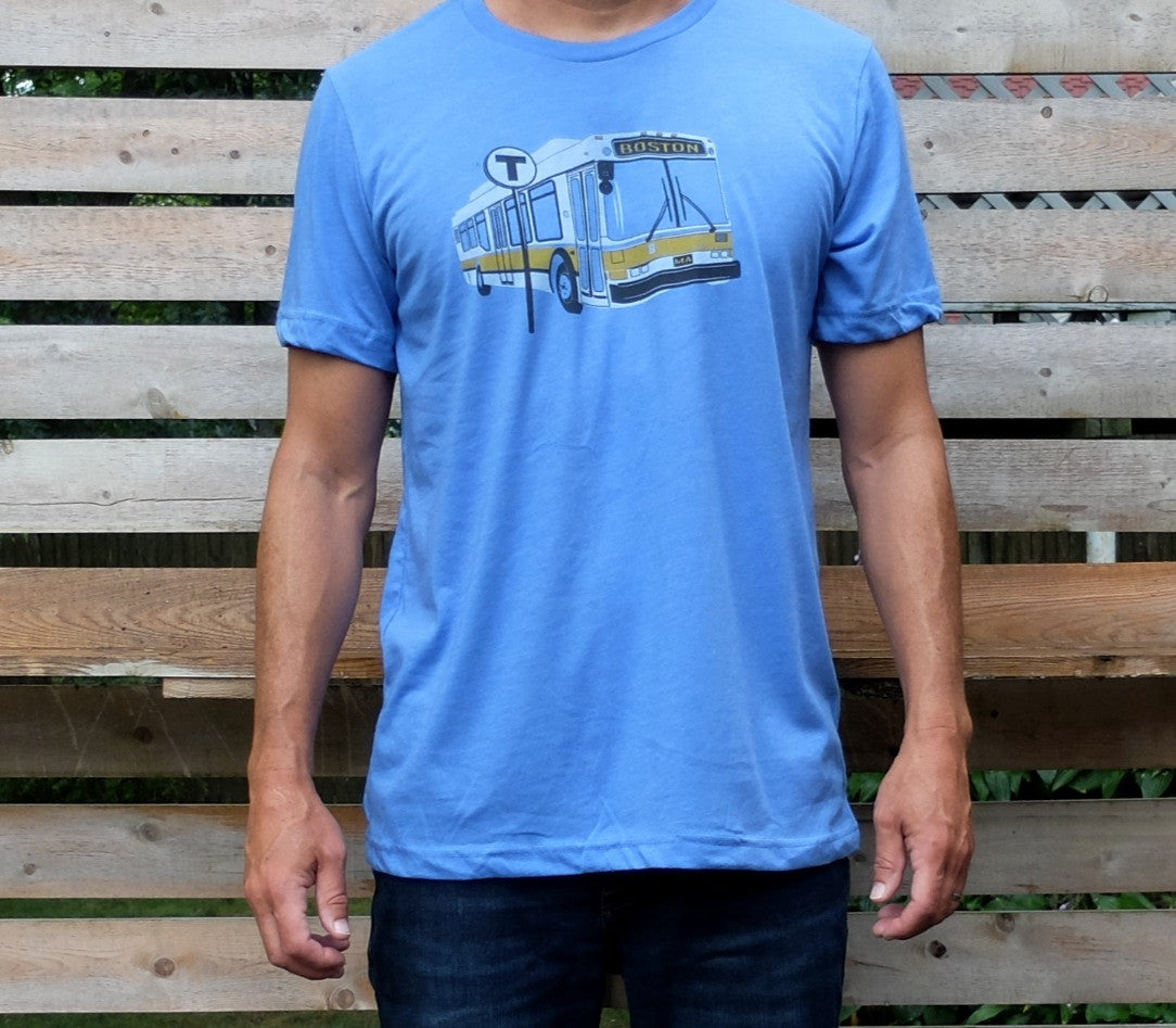 Adult Heather Columbia Blue MBTA Bus T-Shirt